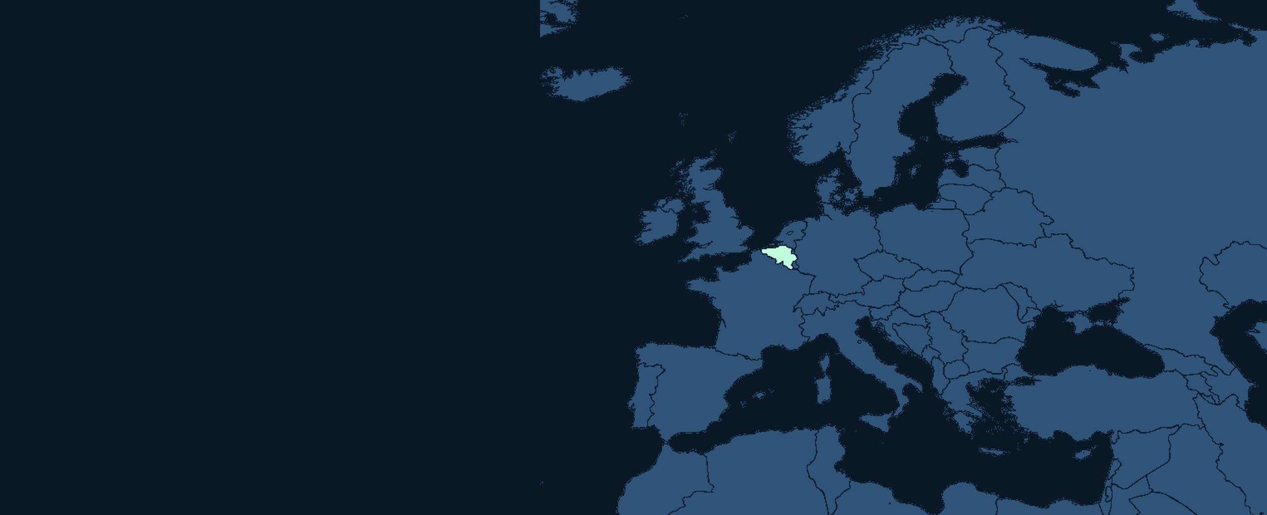 Map of Europe highlighting Belgium, home of A New Agency World